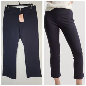 NWT Quince Ultra-Stretch Ponte Kick Flare Pants Navy Blue Cropped Size Medium
